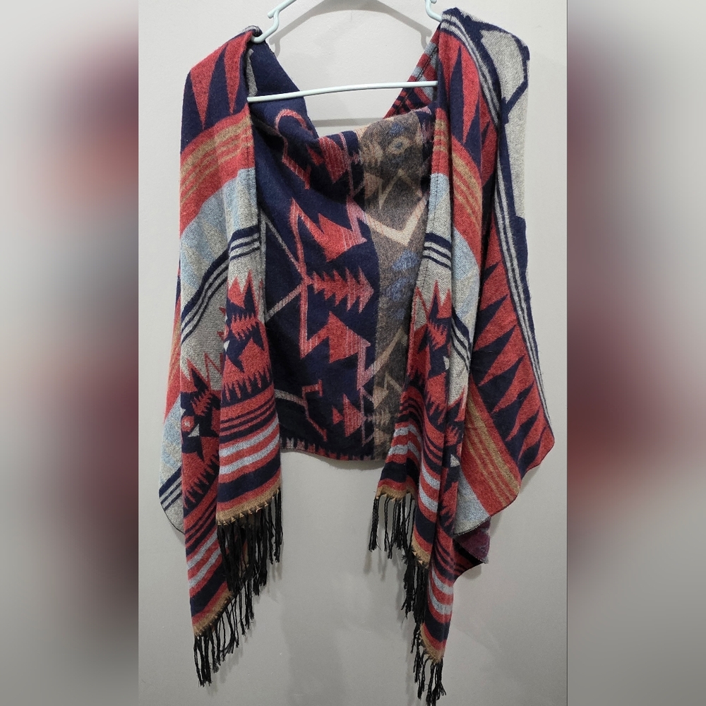 Apt. 9 Multicolor Geometric Fringe Wrap/Shawl